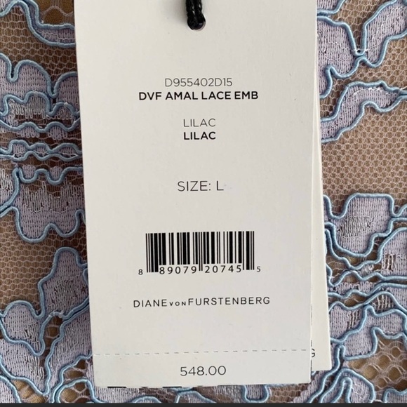NWT Diane Von Furstenberg Amal Lace Mini Dress in Lilac Purple Size Large - Picture 10 of 13